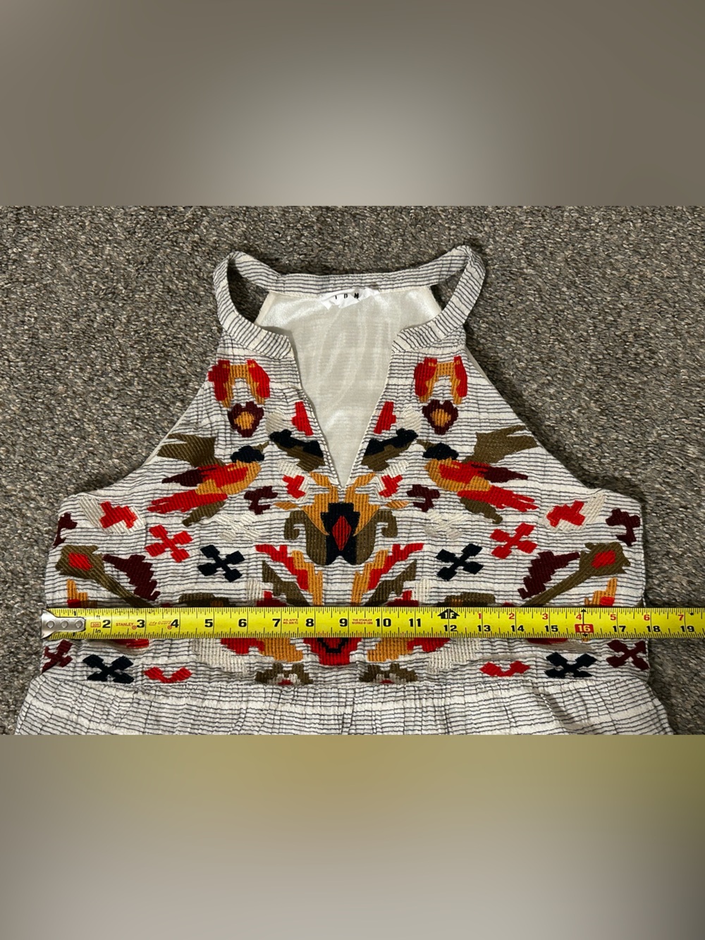 THML Embroidered Boho Tank Top Size Medium - Picture 7 of 9